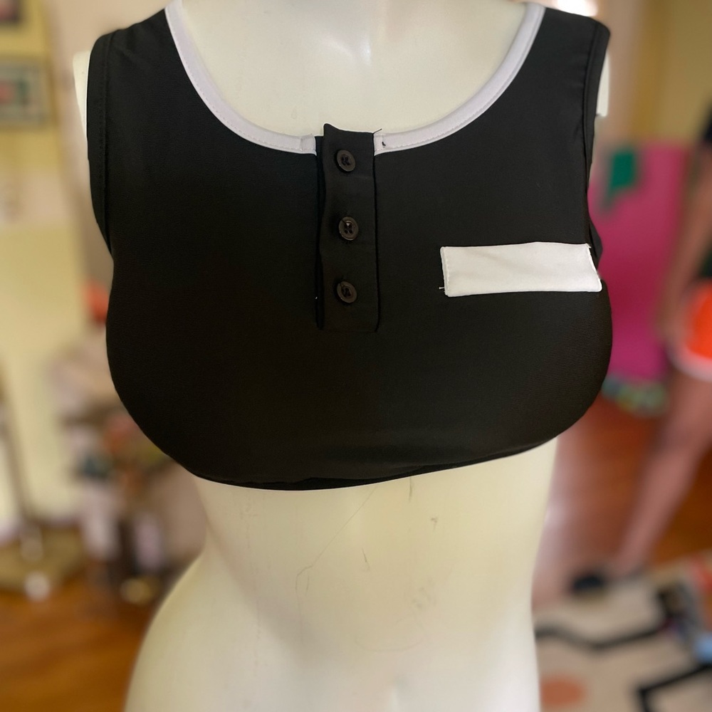 Demon Slayer Tengen Uzui Black and White Graphic Swim Top - Picture 3 of 4